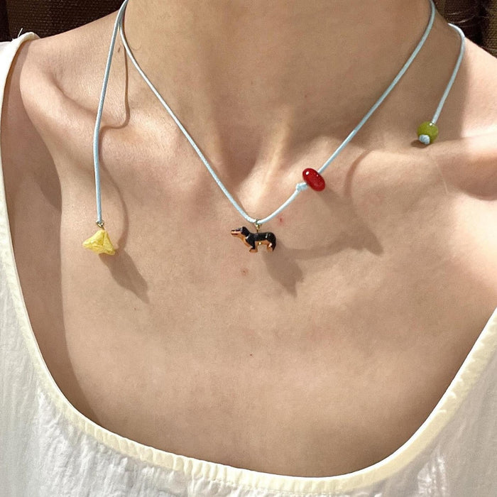 Wholesale Colorful necklace, cute sweater chain, versatile necklace