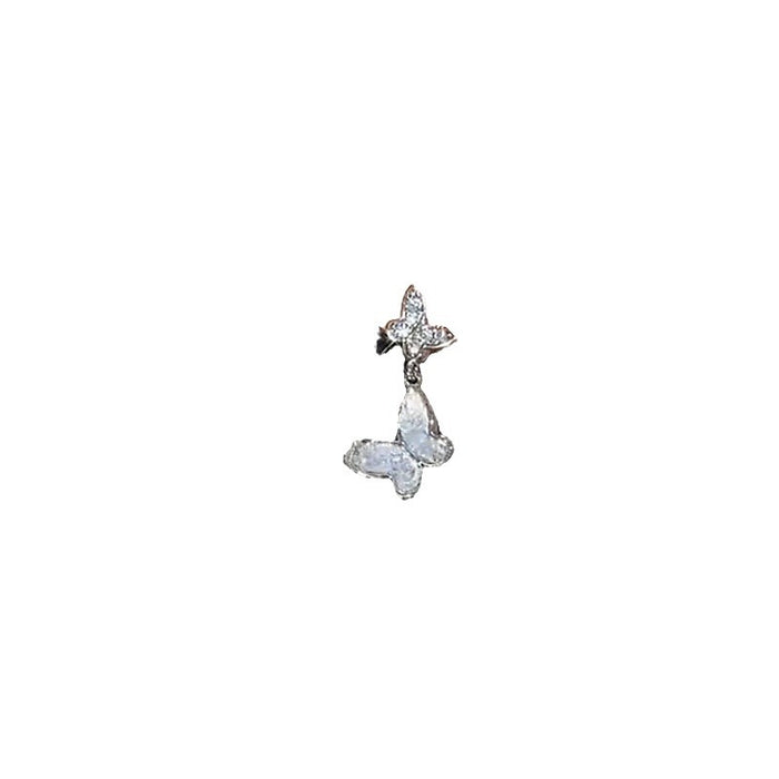 Wholesale Silver Needle Zircon Crystal Butterfly Earrings JDC-ES-HuiHe013