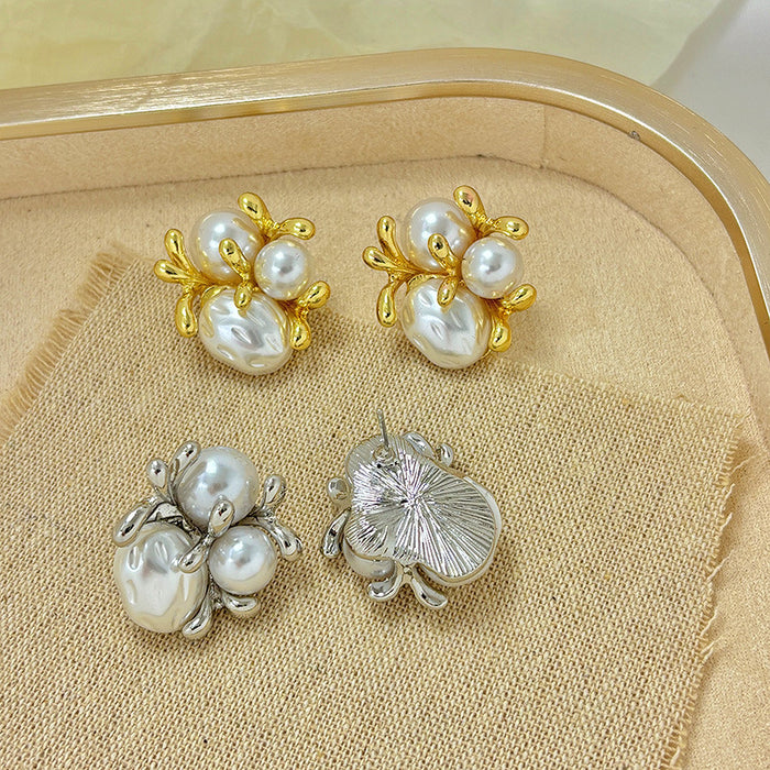Wholesale Pearl Flower Ear Stud Women's  Earrings s925 Silver Needle