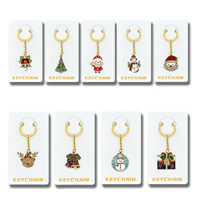 Wholesale Cartoon Christmas Metal Keychain Bag Charm Cute Holiday Gift Accessory