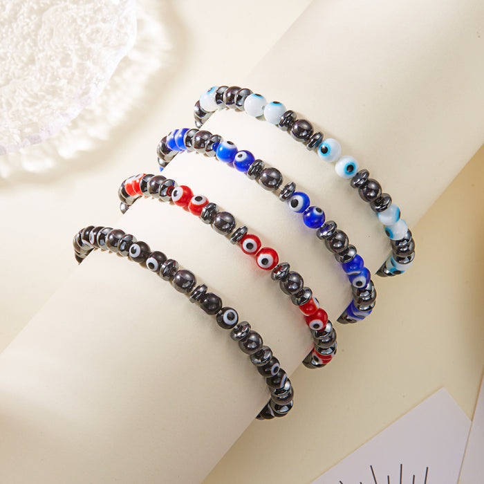 Wholesale angel black stone bracelet devil eyes woven eyes jewelry lovers