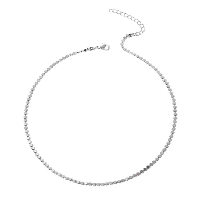 Wholesale Retro jewelry, simple geometric bead necklace, silver necklace