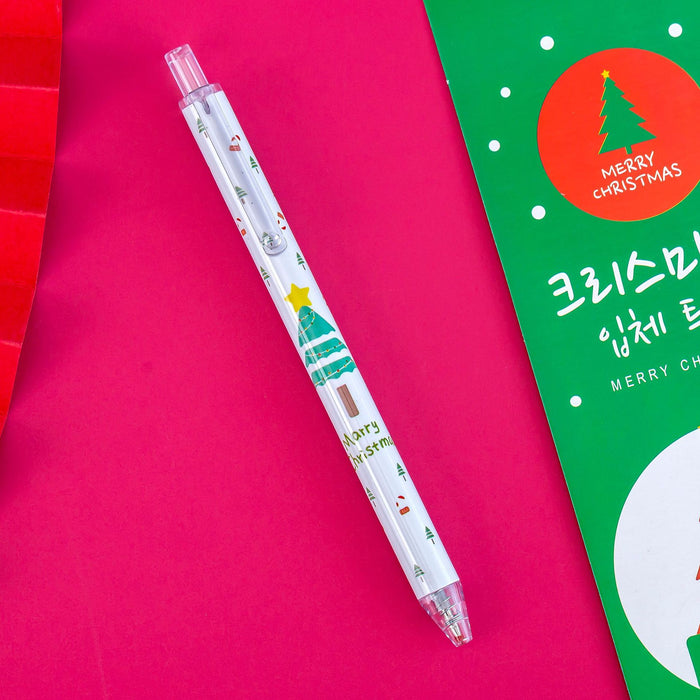 Wholesale Christmas cartoon push gel pen student stationery black push creative signature pen