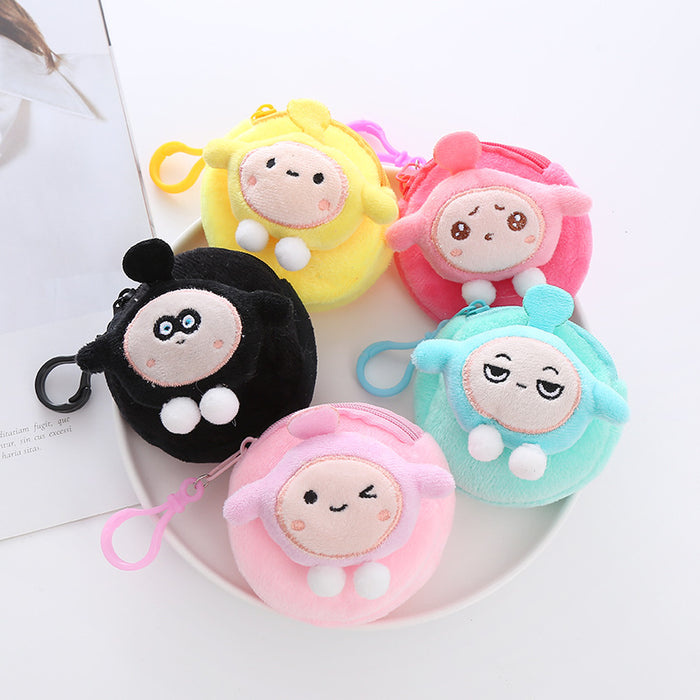 Wholesale Cartoon Cute Egg Boy Wallet Plush Doll Coin Bag Earphone Bag Keychain Student Backpack Pendant JDC-WT-XG002