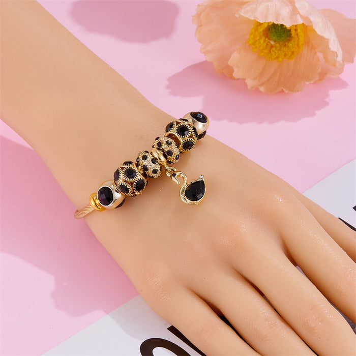 Wholesale Fashion Rhinestone Lucky Cat Butterfly Pendant Bracelet  Stainless Steel Women's Jewelry,  Boutique Resale
