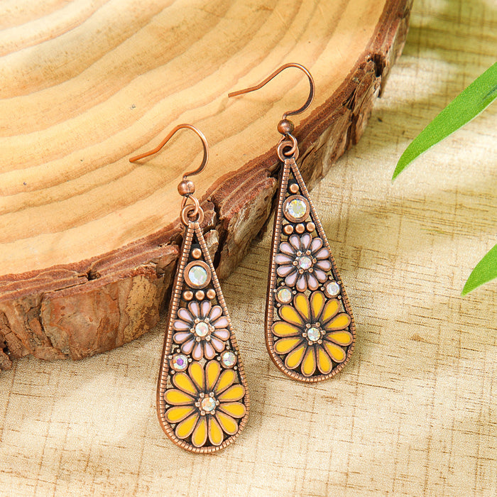 Wholesale Zinc Alloy Bohemian Drop Earrings with Rhinestone for Party Wear Boutique Resale MOQ≥2