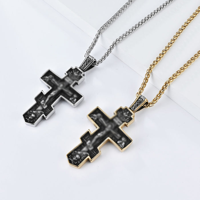 Wholesale Cross necklace personality old titanium steel cross pendant