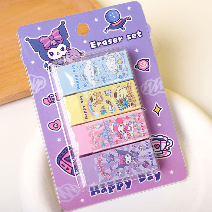 Wholesale Cartoon eraser set cute eraser elementary school students children' s stationery gift creative pencil eraser