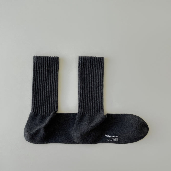 Wholesale Socks Solid color Vertical stripe Middle tube Socks Sports Socks Anti odor and Sweating Cotton Socks Right angle Socks