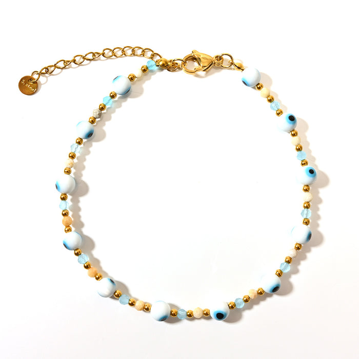 Wholesale Classic Devil's Eye Stainless Steel Bead Foot Chain Round Beads Colorful Evil Eye Foot Accessories Wholesale