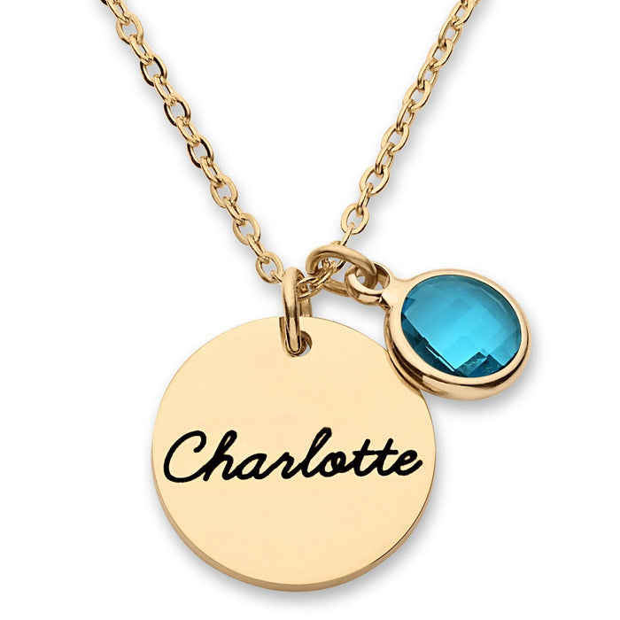 Wholesale Stainless steel electroplated round plate laser marking engraved necklace