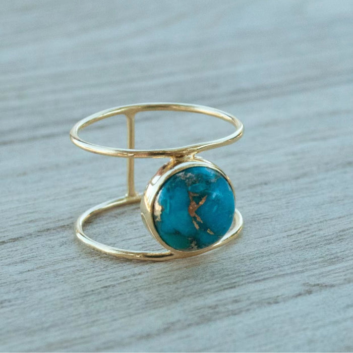 Wholesale Minimalist turquoise ring, niche design, versatile ring, fashionable and popular jewelry