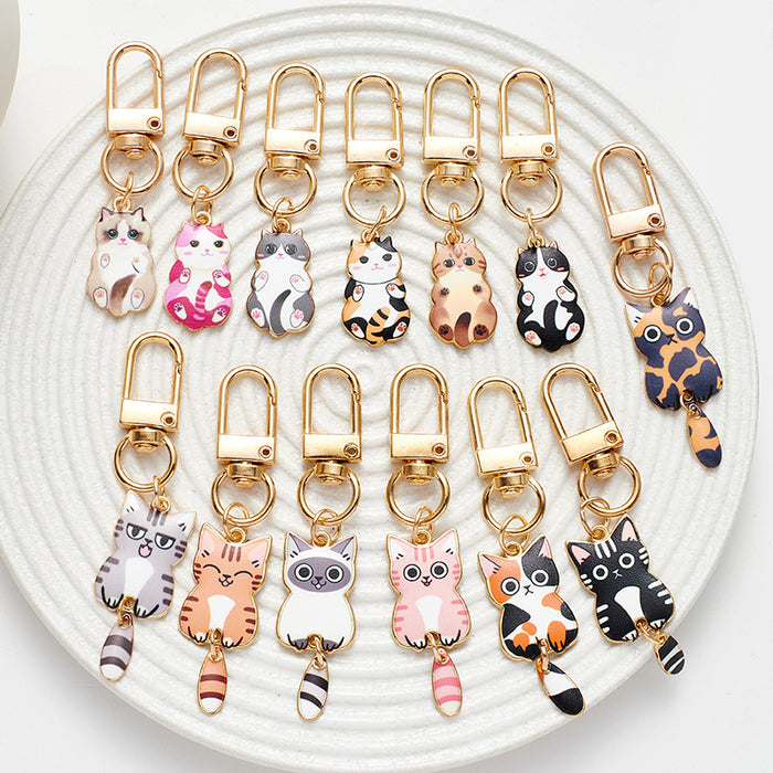 Wholesale Cute Alloy Cat Pendant Mini Car Keychain Zipper Decoration Pendant