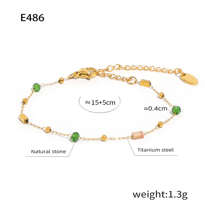 Wholesale Fashionable Gold  Stone Titanium Steel Necklace Jewelry Geometric Shape Regular Chain