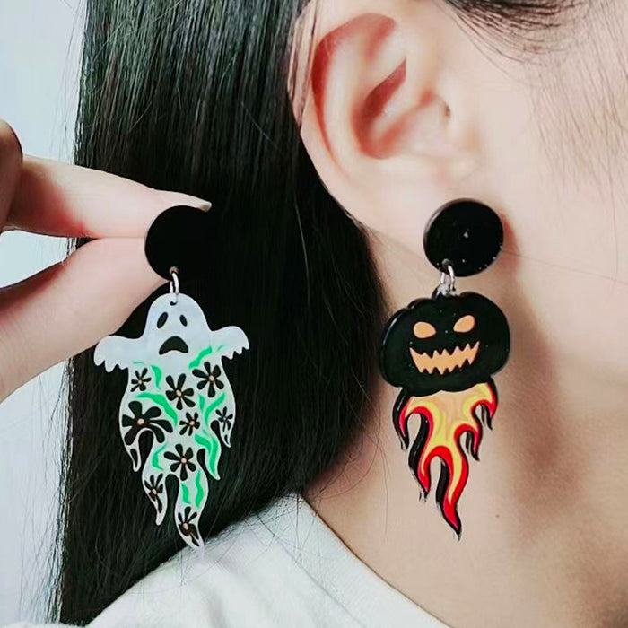 Wholesale  Earrings Earrings Fashion Personalized Acrylic Pumpkin Skull Flower Ghost Earrings Ear Jewelry