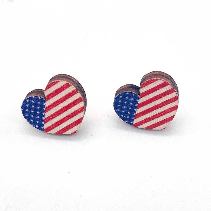 Wholesale United States Independence Day wooden star earrings JDC-ES-Susheng011