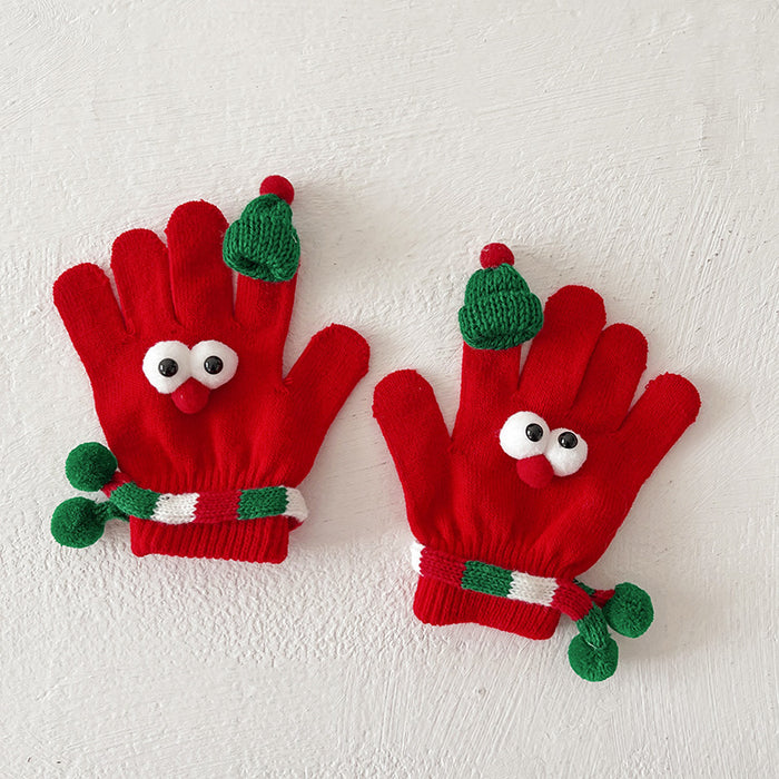 Wholesale Christmas gloves this year red children' s socks funny warm five-finger gloves