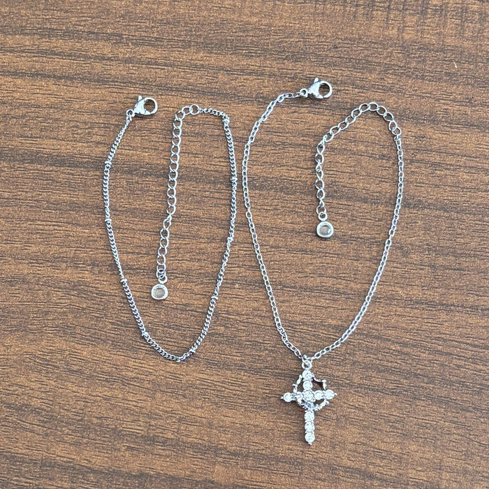 Wholesale Rotating Circle Cross Ring Zircon Cross Bracelet