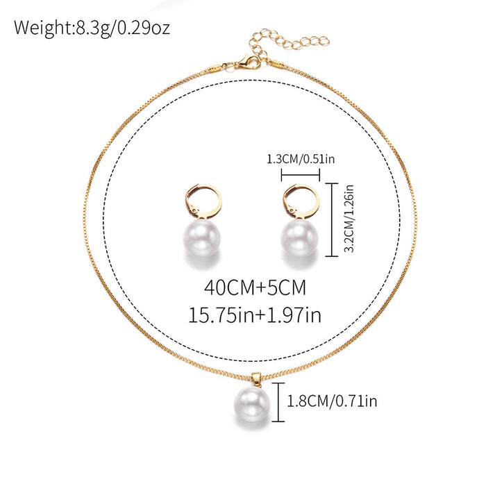 Wholesale Jewelry Fashion Pearl Pendant Alloy Light Luxury Pearl Earrings Earrings Necklace Set