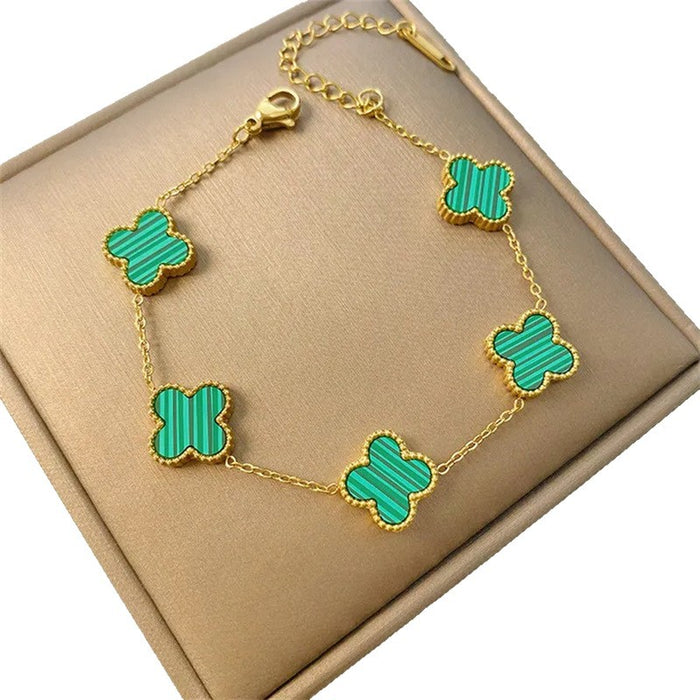 Wholesale 13mm Four Leaf Clover Bracelet Non Fading Five Flower Fritillaria Versatile Bracelet, Unique Handpiece