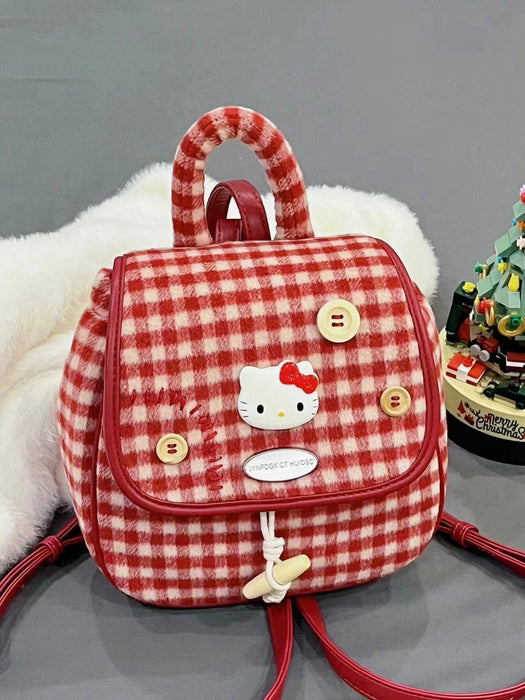 Wholesale Retro red checkered small backpack, mini travel lightweight portable backpack, backpack