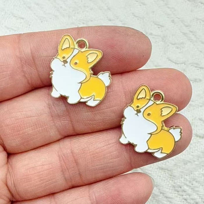 Wholesale 10 PCS Cute puppy alloy enamel DIY Charms