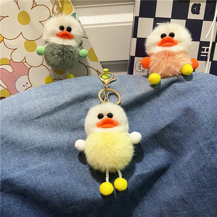 Wholesale Duck keychain cute plush student bag pendant cartoon elf car keychain accessories