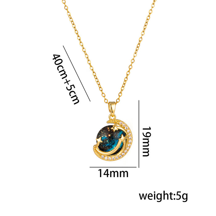 Wholesale Titanium Steel Elegant Full Diamond Necklace for Women JDC-NE-OBK011