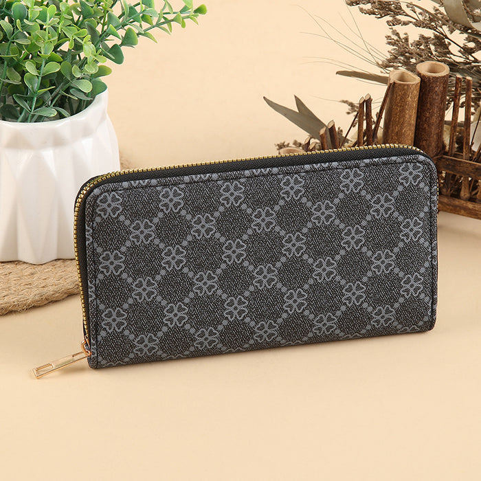 Wholesale PU Leather Long Wallet with Retro Print Design Large Capacity MOQ≥3