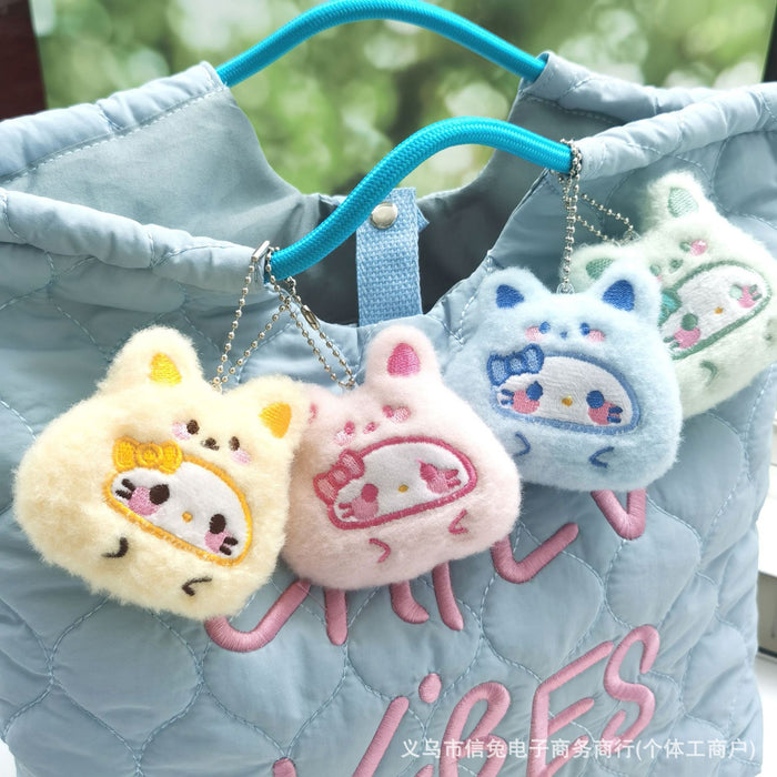 Wholesale Cartoon Bear Headgear Dharma Squeak Pendant Ball Kt Cute Plush Toy Brooch Accessorie