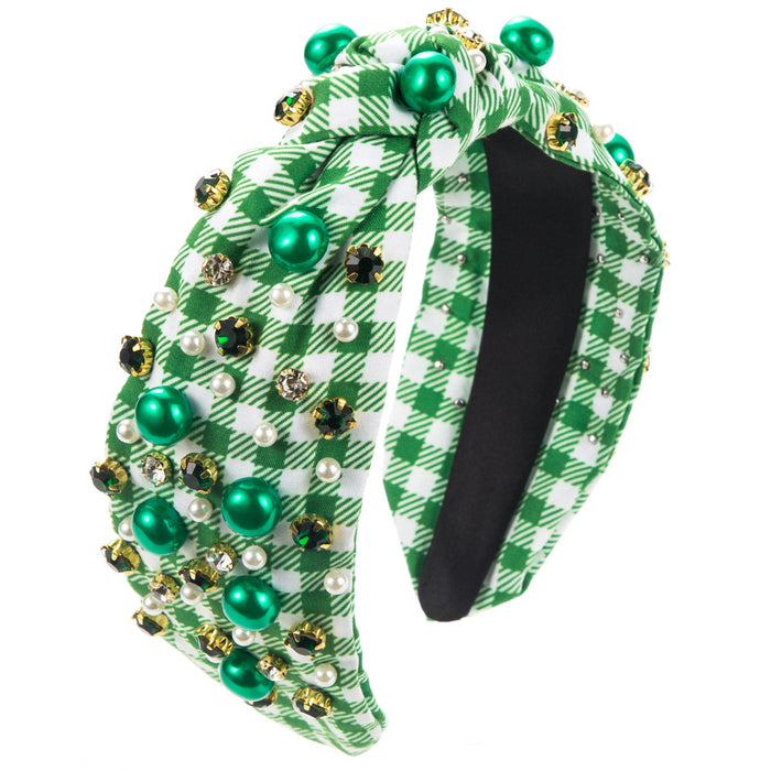 Wholesale St.  Patrick' s Day vintage classic green headband with rhinestones