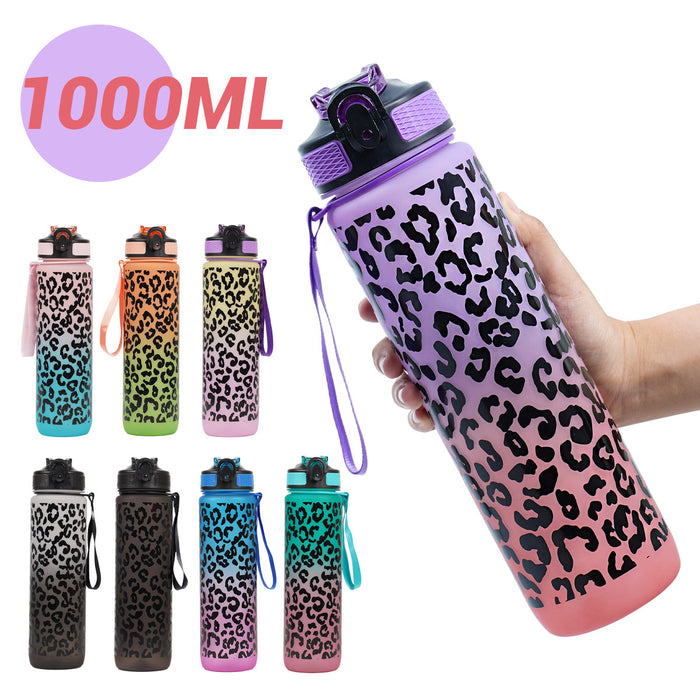 Wholesale Plastic Water Cup Leopard Print Gradient Straw Cup Summer Outdoor Space Cup Large Capacity Sports Water Cup