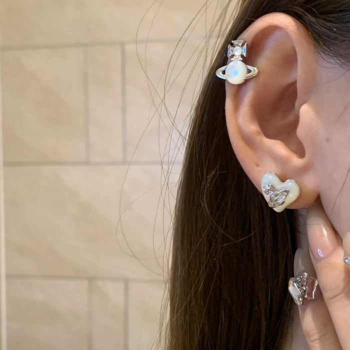 Wholesale Silver Needle  Asymmetric Saturn Earrings Women's Earrings