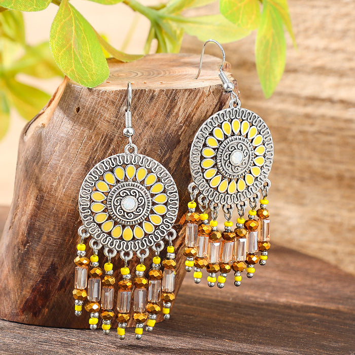 Wholesale Bohemian Tassel Geometric Drop Earrings Electroplated Zinc Alloy Jewelry Accessory MOQ≥2