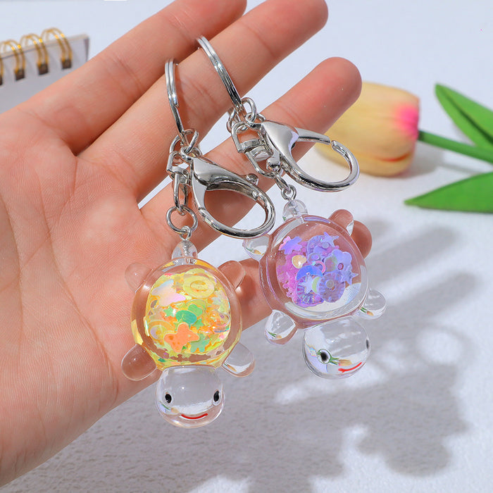 Wholesale Transparent Acrylic Turtle Keychain Padded Doll Pendant Girl Bag Pendant
