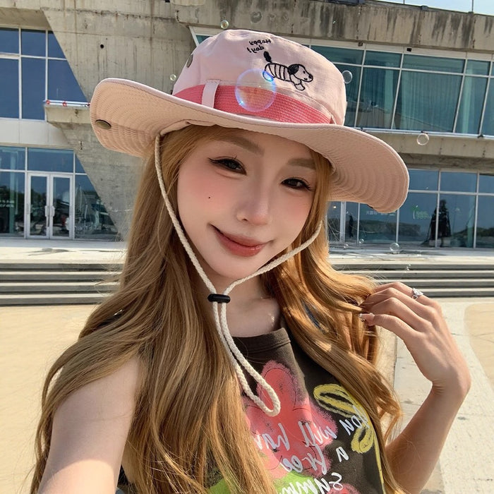 Wholesale Cute Sausage Dog Cartoon Pink Mountaineering Hat Outdoor Camping Hiking Sunshade Fisherman's Hat