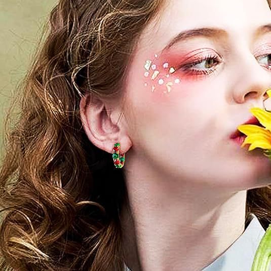 Wholesale Grandmother green circle earrings, light luxury, high-end design, diamond studded, personalized temperament, earrings, earrings