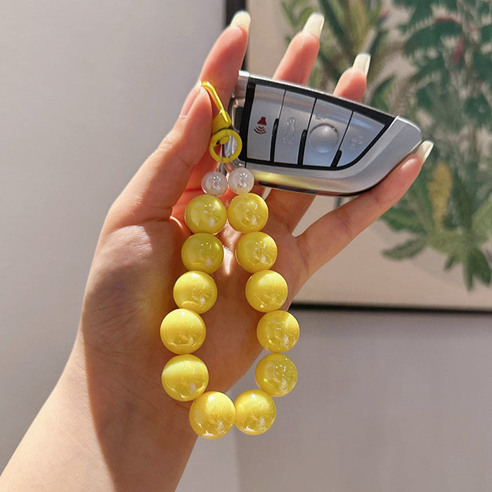 Wholesale Creative Colorful Bright Beads Hand Chain Keychain Couple Car Keychain Pendant