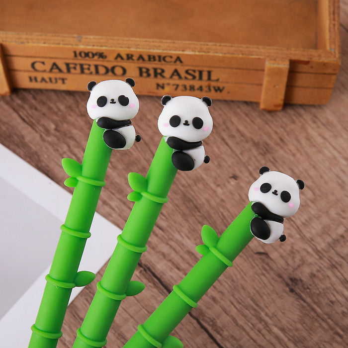 Wholesale Cute Panda Bamboo Design 0. 5mm Gel Pen Plastic Barrel Stainless Steel Tip MOQ≥2