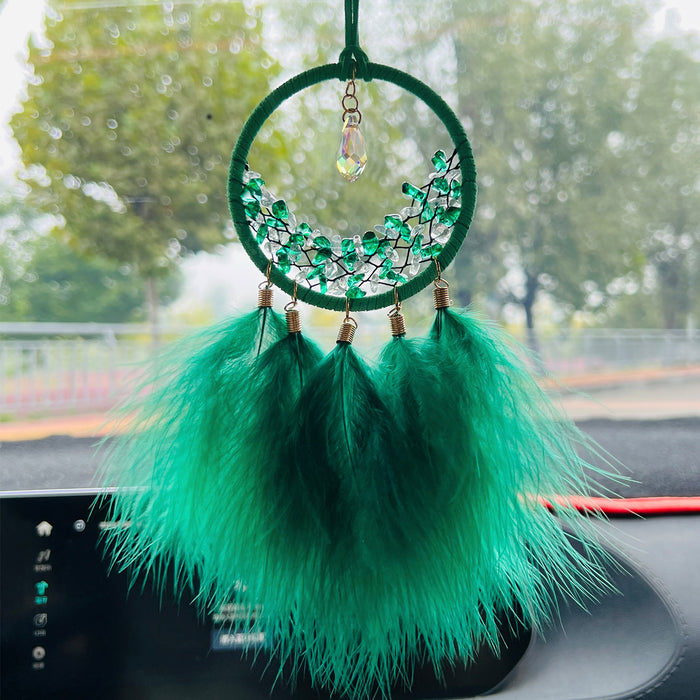 Wholesale Feather Crystal Dreamcatcher Car Hanging Ornament MOQ≥2