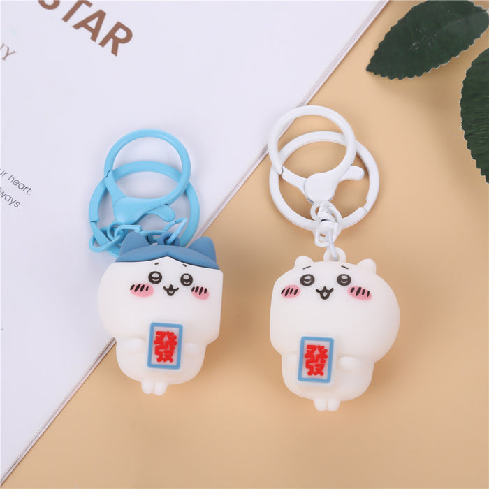 Wholesale Creative cartoon couple key chain shaking sound with small eight couples friends magnetic key chain bag