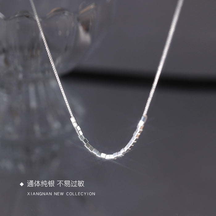 Wholesale Pure silver square necklace, new luxury collarbone, niche design accessory