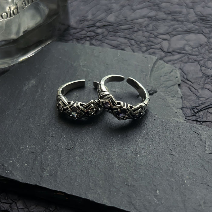 Wholesale Retro Purple Zirconia White Zirconia Ring Personalized Ring Open Zirconia Ring High End Feeling Ring