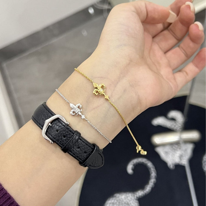 Wholesale S925 Sterling Silver Bracelet Flower Gold Plated Diamond Elegant Fashion