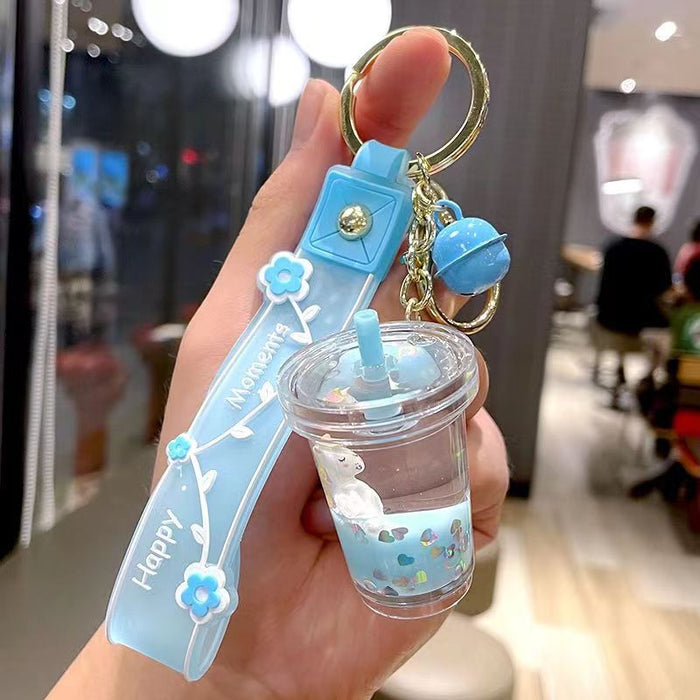 Wholesale Cute Milk Tea Cup Unicorn Quicksand Keychain JDC-KC-ZT012