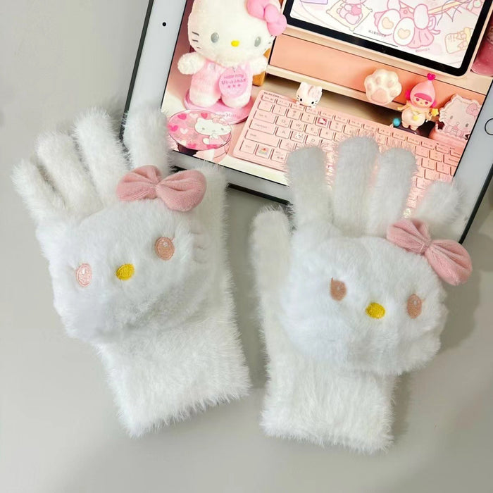 Wholesale Cute Cat Diamond Gloves Girls Winter Warm  Rhinestone Cycling Plush Wear Gloves