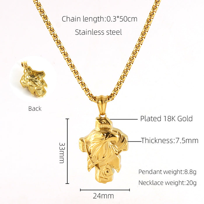 Wholesale Vintage Cross Virgin Mary Stainless Steel Necklace