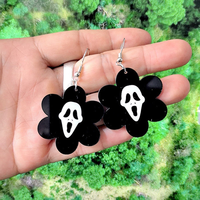 Wholesale Halloween Skull Flower Acrylic Earrings JDC-ES-XuePa006