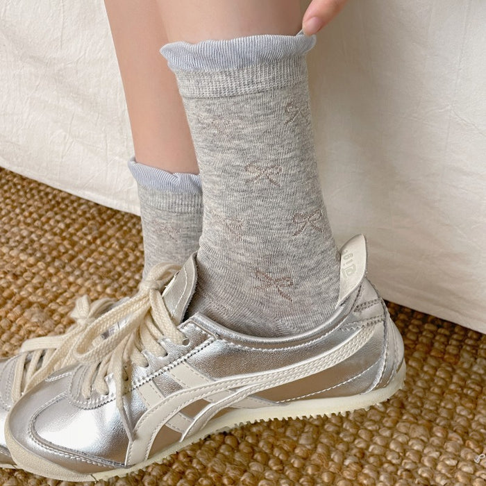 Wholesale Socks, children's thin bow, mid tube socks, versatile lace pile socks, cotton socks