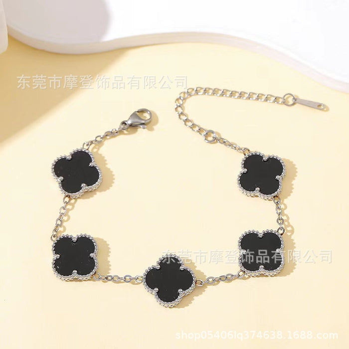 Wholesale titanium steel four-leaf clover bracelet JDC-BT-Modeng002